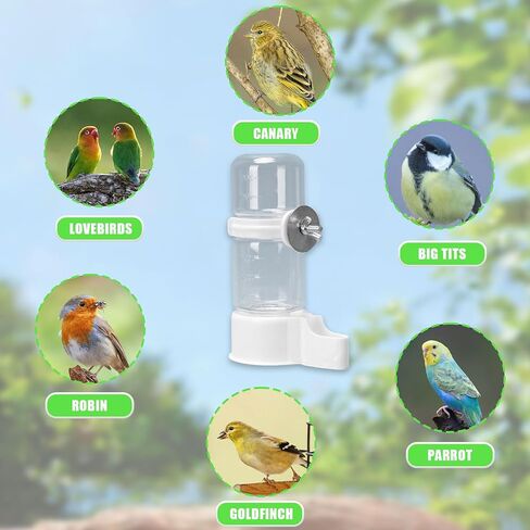 Bird Feeder Bird Water Feeder,2PCS Automatic Bird Water Dispenser for Cage,Bird Water Bottle Drinker Food Seed Dispenser Cage Accessories for Parrots Budgie Lovebirds Parakeet Cockatiel (White 140ml) in Saudi Arabia