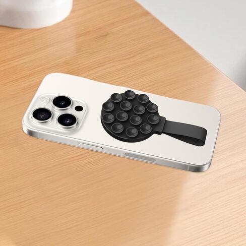 Sticky Phone Grip,Phone Sticky Grip,Hands-Free Cell Phone Accessory Holder,Silicone Grip for Hands for Selfies and Videos,Mirror Shower Phone Stand for iPhone Samsung Android(Black) in Saudi Arabia