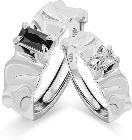 Meissa Engagement Rings for Men and Women Matching Couple Rings Set Chunky Wide Band Rings Black Glass Statement Onyx Ring Size Adjustable, Set of Two Rings in Kuwait