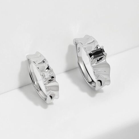 Meissa Engagement Rings for Men and Women Matching Couple Rings Set Chunky Wide Band Rings Black Glass Statement Onyx Ring Size Adjustable, Set of Two Rings in Kuwait