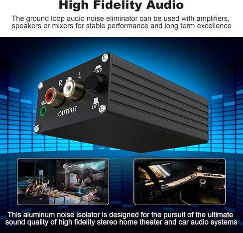 Noise Isolator RCA Pro Audio Hum Eliminator, Aluminum Shell Quality Isolator Noise Filer for HiFi Stereo Home Theater Car Audio (Black) in Kuwait