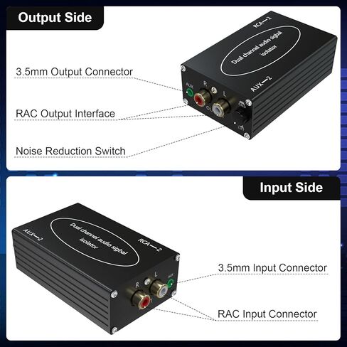 Noise Isolator RCA Pro Audio Hum Eliminator, Aluminum Shell Quality Isolator Noise Filer for HiFi Stereo Home Theater Car Audio (Black) in Kuwait