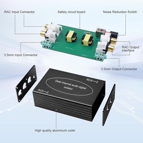 Noise Isolator RCA Pro Audio Hum Eliminator, Aluminum Shell Quality Isolator Noise Filer for HiFi Stereo Home Theater Car Audio (Black) in Kuwait