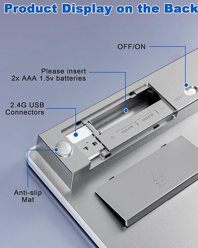 Bluetooth Number Pad and Calculator 2 in 1 - Aluminum 2.4G + Bluetooth Wireless Numeric Keypad Slim 34-Keys Portable Numpad Keyboard Data Entry & Calculate, for MacBook Laptop Surface in Kuwait
