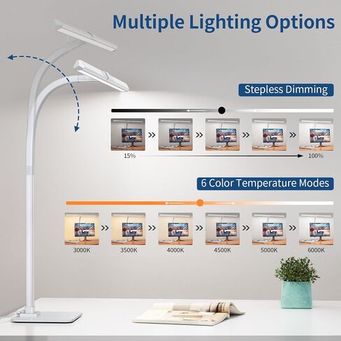 KableRika Desk Lamp, 24W Brightest LED Desk Lamp For Home Office, 31.5" Wide Dimmable Architect Task Lamp With Base,Eye Protection Modern Tall Desk Light For Workbench Office Lighting Computer Working in Saudi Arabia