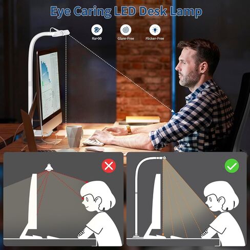 KableRika Desk Lamp, 24W Brightest LED Desk Lamp For Home Office, 31.5" Wide Dimmable Architect Task Lamp With Base,Eye Protection Modern Tall Desk Light For Workbench Office Lighting Computer Working in Saudi Arabia