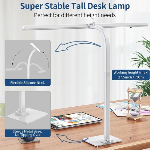 KableRika Desk Lamp, 24W Brightest LED Desk Lamp For Home Office, 31.5" Wide Dimmable Architect Task Lamp With Base,Eye Protection Modern Tall Desk Light For Workbench Office Lighting Computer Working in Saudi Arabia