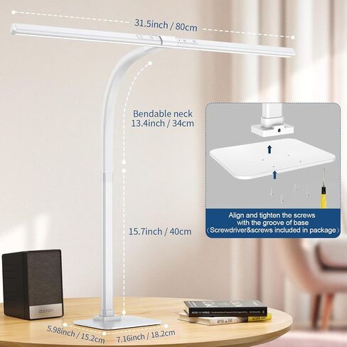KableRika Desk Lamp, 24W Brightest LED Desk Lamp For Home Office, 31.5" Wide Dimmable Architect Task Lamp With Base,Eye Protection Modern Tall Desk Light For Workbench Office Lighting Computer Working in Saudi Arabia