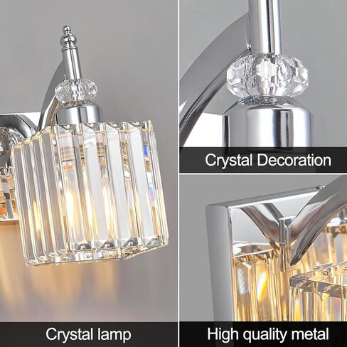 Modern Wall Sconces Set of Two Chrome Wall Sconces Indoor Wall Lamp Crystal Wall Light Wall Mounted Room Sconce Wall Lighting Bathroom Vanity Light Fixtures in Kuwait