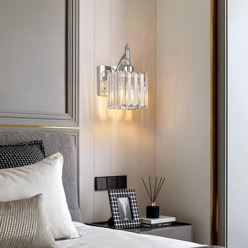 Modern Wall Sconces Set of Two Chrome Wall Sconces Indoor Wall Lamp Crystal Wall Light Wall Mounted Room Sconce Wall Lighting Bathroom Vanity Light Fixtures in Kuwait