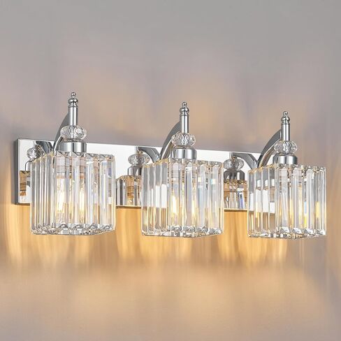 Modern Wall Sconces Set of Two Chrome Wall Sconces Indoor Wall Lamp Crystal Wall Light Wall Mounted Room Sconce Wall Lighting Bathroom Vanity Light Fixtures in Kuwait