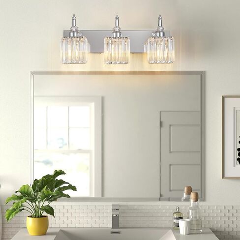 Modern Wall Sconces Set of Two Chrome Wall Sconces Indoor Wall Lamp Crystal Wall Light Wall Mounted Room Sconce Wall Lighting Bathroom Vanity Light Fixtures in Kuwait