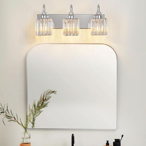 Modern Wall Sconces Set of Two Chrome Wall Sconces Indoor Wall Lamp Crystal Wall Light Wall Mounted Room Sconce Wall Lighting Bathroom Vanity Light Fixtures in Kuwait