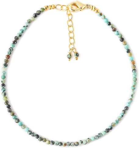 Natural Tibetan Turquoise Gemstone Beads Dainty Bracelets Jewelry for Women, Healing Crystals, Chain 8 inch in Saudi Arabia