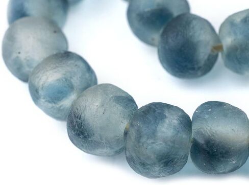 Jumbo Recycled Glass Beads - Beaded Wall Hangings - Extra Large African Sea Glass Beads 21-25mm - The Bead Chest (Blue Wave Marine) in Kuwait