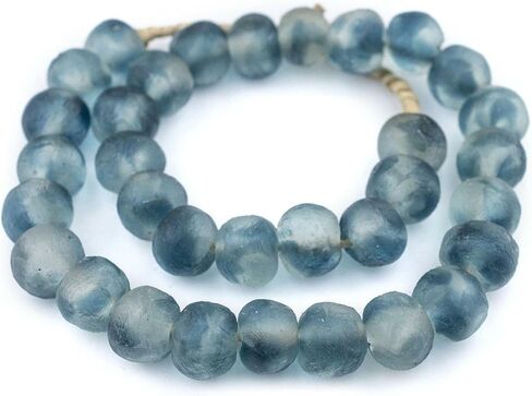 Jumbo Recycled Glass Beads - Beaded Wall Hangings - Extra Large African Sea Glass Beads 21-25mm - The Bead Chest (Blue Wave Marine) in Kuwait