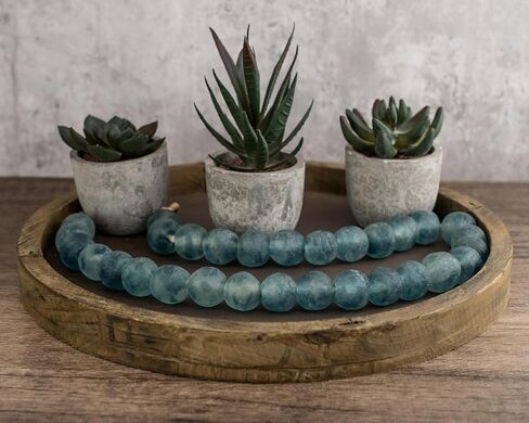 Jumbo Recycled Glass Beads - Beaded Wall Hangings - Extra Large African Sea Glass Beads 21-25mm - The Bead Chest (Blue Wave Marine) in Kuwait