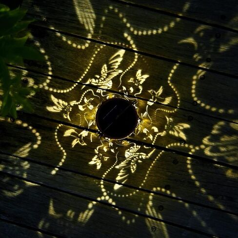 2 Pack Solar Lanterns Outdoor Hanging Hummingbird Decor Lantern,Waterproof Hollow Out Metal Decorative Garden Light,Graceful Decoration for Patio,Yard,Landscape,Festival in Kuwait