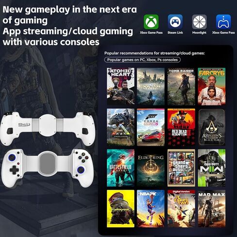 Koiiko Mobile Cloud Gaming Controller for iPhone 16/15/14, iPad, Tablet, Android/PC/Switch1/2 Gamepad Joystick with Turbo, Streaming on PS/Xbox/PC, Hall Trigger Black in Kuwait