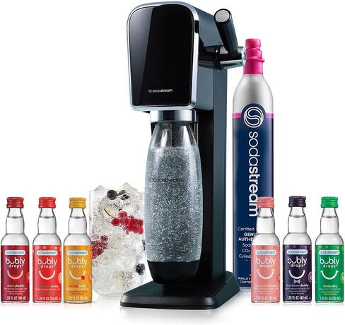 SodaStream Art Sparkling Water Maker Bundle in Black - includes CO2, Carbonating Bottle, and bubly 6-Flavor Variety Pack in Kuwait