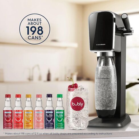 SodaStream Art Sparkling Water Maker Bundle in Black - includes CO2, Carbonating Bottle, and bubly 6-Flavor Variety Pack in Kuwait