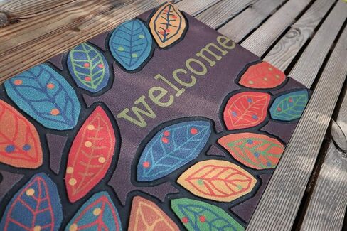 CHICHIC Door Mat, Welcome Mat 17x 30 Inch Front Door Mat Outdoors for Home Entrance Outdoors Mat for Outside Entry Way Doormat Entry Rugs, Heavy Duty Non Slip Rubber Back Low Profile, Leaves in Saudi Arabia