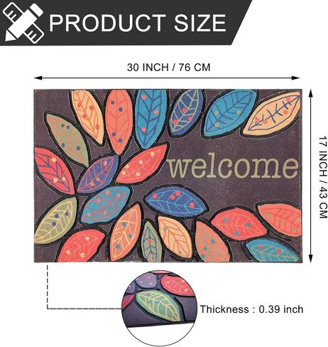 CHICHIC Door Mat, Welcome Mat 17x 30 Inch Front Door Mat Outdoors for Home Entrance Outdoors Mat for Outside Entry Way Doormat Entry Rugs, Heavy Duty Non Slip Rubber Back Low Profile, Leaves in Saudi Arabia