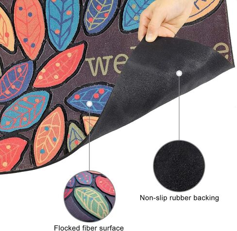 CHICHIC Door Mat, Welcome Mat 17x 30 Inch Front Door Mat Outdoors for Home Entrance Outdoors Mat for Outside Entry Way Doormat Entry Rugs, Heavy Duty Non Slip Rubber Back Low Profile, Leaves in Saudi Arabia