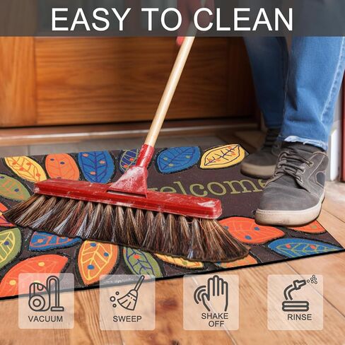 CHICHIC Door Mat, Welcome Mat 17x 30 Inch Front Door Mat Outdoors for Home Entrance Outdoors Mat for Outside Entry Way Doormat Entry Rugs, Heavy Duty Non Slip Rubber Back Low Profile, Leaves in Saudi Arabia