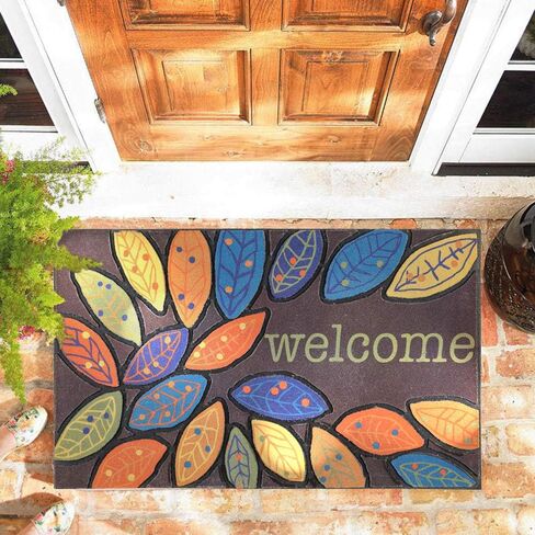 CHICHIC Door Mat, Welcome Mat 17x 30 Inch Front Door Mat Outdoors for Home Entrance Outdoors Mat for Outside Entry Way Doormat Entry Rugs, Heavy Duty Non Slip Rubber Back Low Profile, Leaves in Saudi Arabia