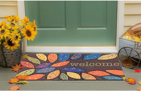 CHICHIC Door Mat, Welcome Mat 17x 30 Inch Front Door Mat Outdoors for Home Entrance Outdoors Mat for Outside Entry Way Doormat Entry Rugs, Heavy Duty Non Slip Rubber Back Low Profile, Leaves in Saudi Arabia