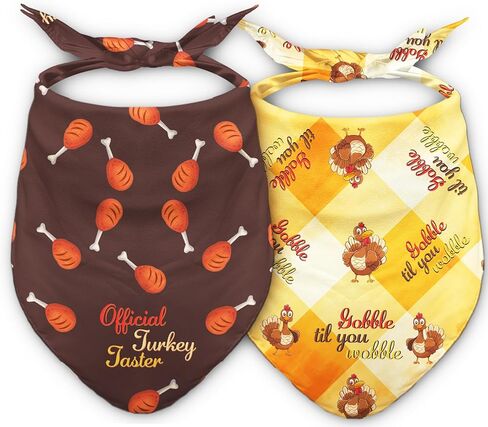 Thanksgiving Dog Bandanas, Turkey Taster, Gobble Til You Wobble Dog Scarf for Medium Large Dogs in Saudi Arabia