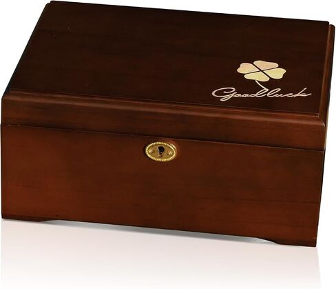 J&F CO. Wooden Box 100% Acacia Wood Storage Box with Lock, Handmade Wooden Box with Hinged Lid, Large Retro Design Wooden Box for Keepsake,Recipe or Jewelry(Wood Color) (wood 1) in Saudi Arabia