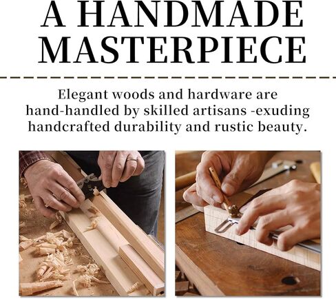 شركة J&F صندوق خشبي 100% من خشب السنط مع قفل، صندوق خشبي مصنوع يدويًا مع غطاء مفصلي، صندوق خشبي كبير بتصميم قديم للتذكار أو الوصفة أو المجوهرات (لون الخشب) (خشب 1) in Kuwait