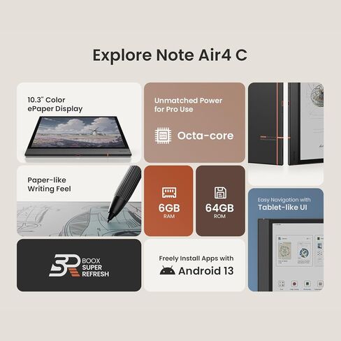 BOOX Tablet Note Air 4 C 6G 64G E Ink Tablet Color ePaper Notebook in Kuwait