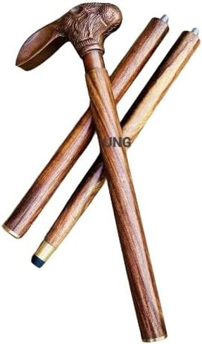 عصا المشي الفيكتورية القابلة للتعديل طراز رأس الأرنب العتيق للرجال والنساء مقبض نحاسي عصا خشبية هدية عتيقة... in Saudi Arabia