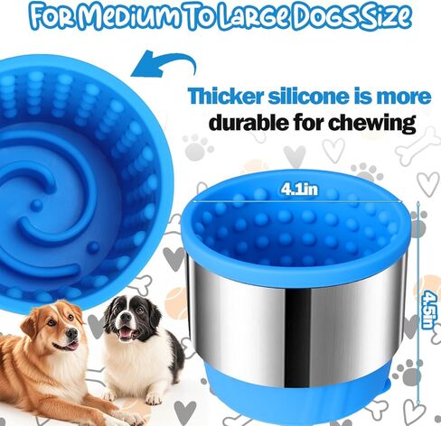 AIERSA Dog Freeze Bowl, Lick Bowl for Dogs, Upgraded Metal Anti-Chew Prottection, Slow Eating Dog Bowl, Dog Peanut Butter Lick Bowl,Silicone Slow Feeder Dog Bowls for Large Small Puppy Dogs in Kuwait