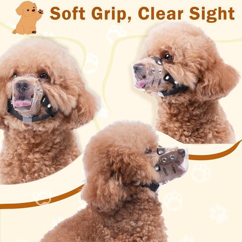 Mayerzon Dog Muzzle, Basket Muzzle for Small Medium Dogs Poodle Dachshund Corgi, Clear Puppy Mouth Cover for Grooming Vet Visits to Prevent Biting Chewing Scavenging, Allow Panting Drinking in Saudi Arabia