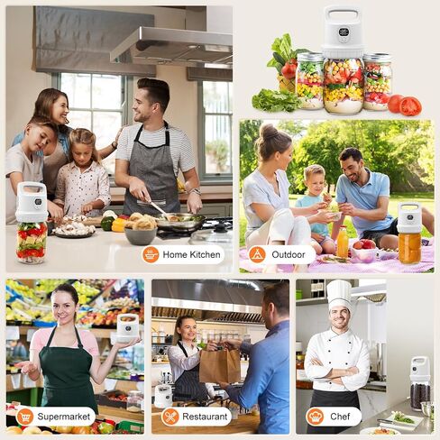 Fully Automatic Electric Mason Jar Vacuum Sealer,Rechargeable Vacuum Sealer Kit for Wide Mouth & Regular Mouth Canning Jars,White in Saudi Arabia
