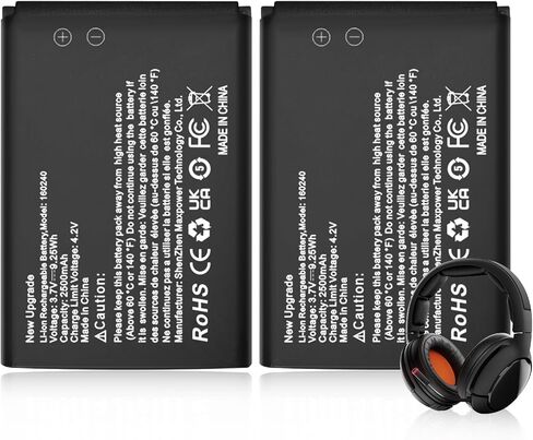 (عبوتان) بطارية 160240، بطارية بديلة ليثيوم أيون عالية السعة 2500 مللي أمبير في الساعة لـ Steelseries Arctis Pro Wireless، Siberia 800، Siberia 840، سماعات الألعاب اللاسلكية، بطارية سماعات 61298RX in Kuwait