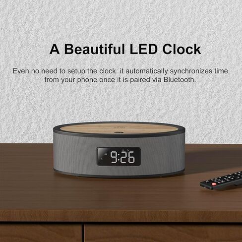 Clock Radio Bluetooth Speaker with Dual Customizable Alarms, Built-in FM Radio, White Noise Sound Machine, USB, AUX, Aesthetic Style with Great Sound Performance in Kuwait