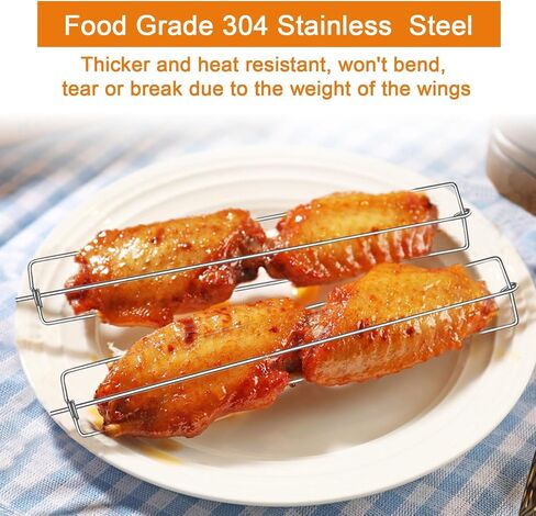 Chicken Wing BBQ Fork - 10 Packs Chicken Wing Rails for Grill Stainless Steels Clamping Wing Rails Flat Grilling Tool Set for Outdoor Barbecue Picnic (10 Packs) in Saudi Arabia