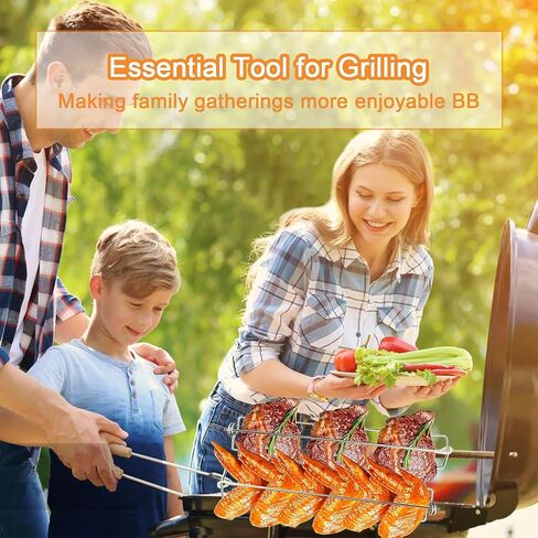 Chicken Wing BBQ Fork - 10 Packs Chicken Wing Rails for Grill Stainless Steels Clamping Wing Rails Flat Grilling Tool Set for Outdoor Barbecue Picnic (10 Packs) in Saudi Arabia