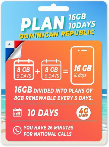 Local SIM Card for Dominican Republic 16GB/10 Days | Calls |Prepaid in Saudi Arabia
