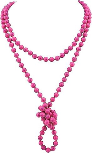 Coiris Handmade Long Beaded Necklaces for Women 60" Turquoise Boho Layered Necklace Rope Knot Strand Costume Jewelry Infinity Wrap Statement Necklace for Women in Saudi Arabia