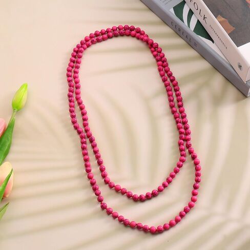 Coiris Handmade Long Beaded Necklaces for Women 60" Turquoise Boho Layered Necklace Rope Knot Strand Costume Jewelry Infinity Wrap Statement Necklace for Women in Saudi Arabia