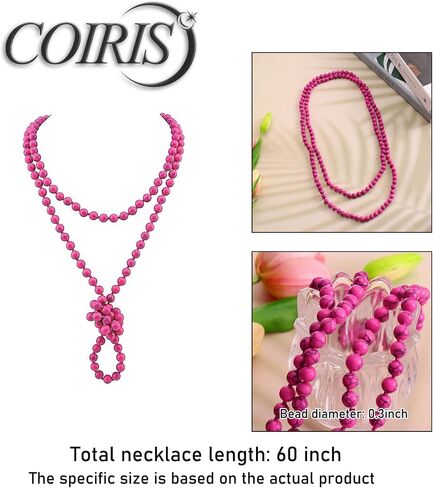 Coiris Handmade Long Beaded Necklaces for Women 60" Turquoise Boho Layered Necklace Rope Knot Strand Costume Jewelry Infinity Wrap Statement Necklace for Women in Saudi Arabia