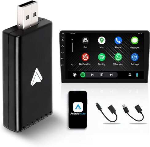 محول Android Auto اللاسلكي للسيارة Android auto توصيل السيارة الصغيرة وتشغيل شريحة ثنائية النواة واي فاي بدون تأخير USB C إلى A، كابل تمديد USB A، محول USB A 90 درجة، لطراز السيارة السلكية OEM 2017 in Saudi Arabia