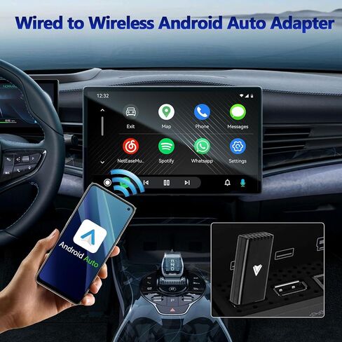 محول Android Auto اللاسلكي للسيارة Android auto توصيل السيارة الصغيرة وتشغيل شريحة ثنائية النواة واي فاي بدون تأخير USB C إلى A، كابل تمديد USB A، محول USB A 90 درجة، لطراز السيارة السلكية OEM 2017 in Saudi Arabia