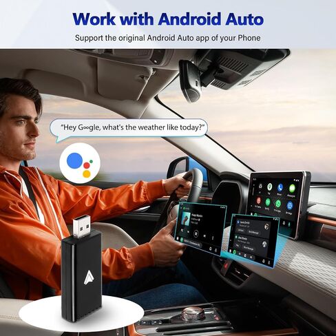 محول Android Auto اللاسلكي للسيارة Android auto توصيل السيارة الصغيرة وتشغيل شريحة ثنائية النواة واي فاي بدون تأخير USB C إلى A، كابل تمديد USB A، محول USB A 90 درجة، لطراز السيارة السلكية OEM 2017 in Saudi Arabia
